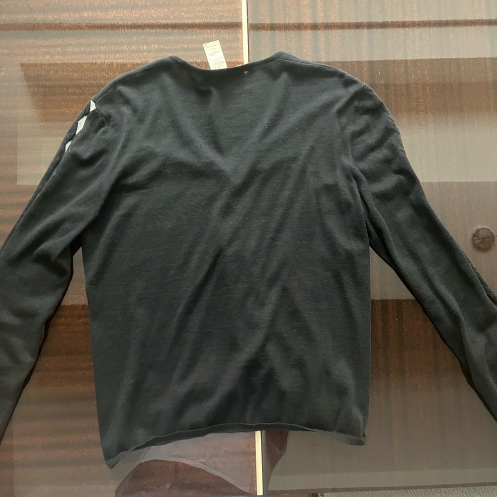 Black Cashmere Cardigan Sweater with Silver Accents